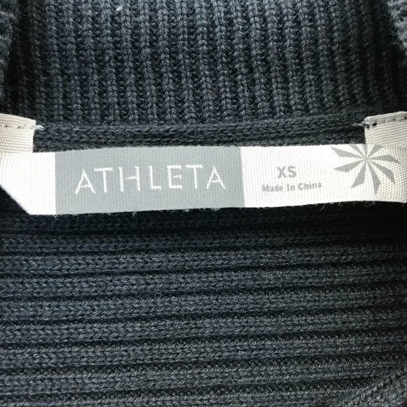 ATHLETA Sweater Dress XS Black Organic Cotton & Wool Moc Turtleneck Long Sleeve - Picture 3 of 11